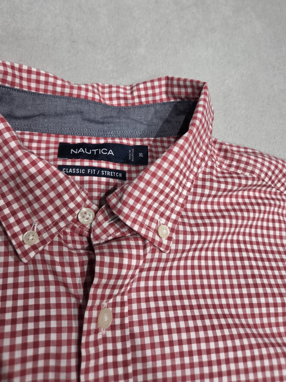 Nautica Men's Red Gingham Button-Down Shirt